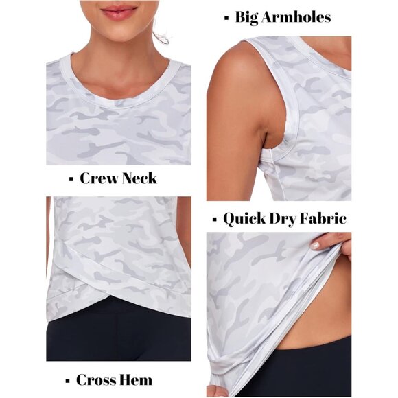 Women's Athletic Tank Top Quick Dry Sun Protection Crossover Hem Small - Picture 6 of 6